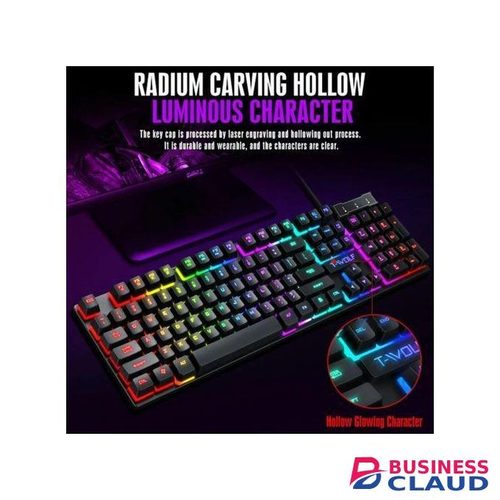 Tf 200 gaming wired keyboard and mouse combo computer 104 keys rainbow backlit keyboard set for PC desktop