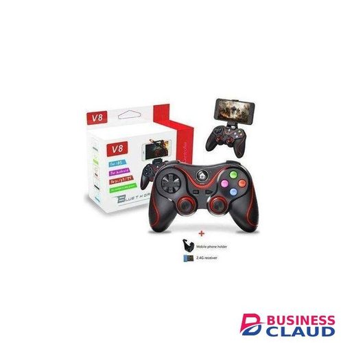 Gamepad V8 Wireless Bluetooth Game Controller With Smartphone Holder- BLACK