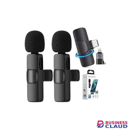 K9 Dual Wireless Microphone For USB-C Phone/ IPhone Wireless For Recording Vlog 2 Mic + 1 Rec Lavalier