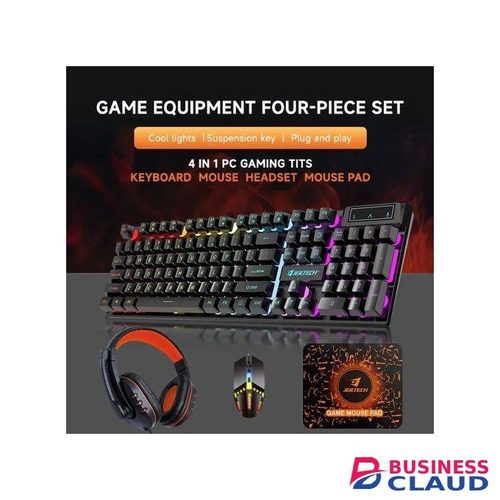 CT4-01 Wired Keyboard With Mouse, Mouse Pad, Headphones RGB Backlit Keyboard For Computers Portable Package 4 In 1 Mechanical Gaming Keyboard