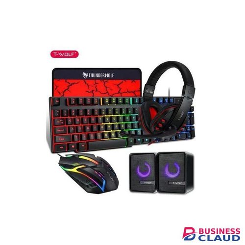 Gaming Keyboard Mouse and Gaming Headset and Speaker Mouse Pad Wired RGB Backlight Keyboard Combos for Computer PC