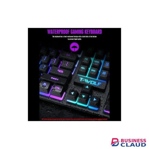 TWOLF TF200 gaming wired keyboard and mouse combo computer backlight for pc desktop LED rainbow light