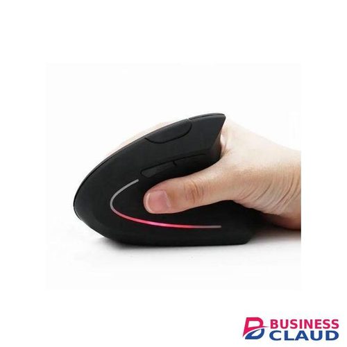 Ergonomic 2.4G Wireless Optical Mouse for PC Comfortable 6-Button Right Hand Standing Design LED USB Receiver Black for Laptop