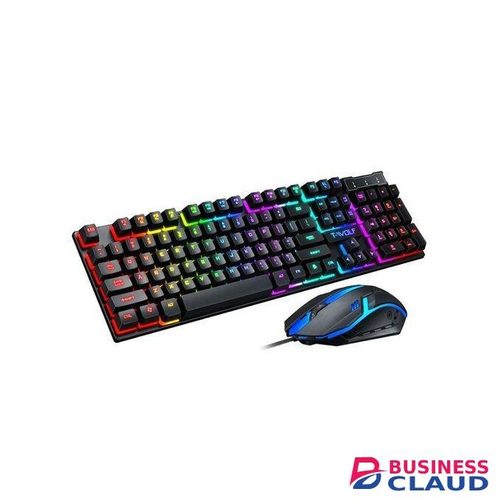 T-WOLF USB wired gaming keyboard 104keys mechanical LED backlit rainbow keyboard for PC computer laptop
