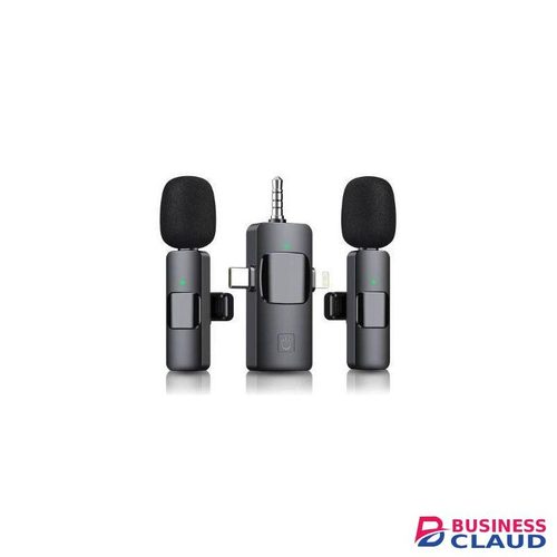 Wireless Lavalier Microphone – Portable Clip-On Mic for Smartphones, Cameras & Laptops – Black