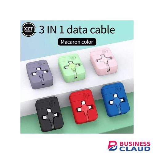 3 in 1 portable rectable charger, 3-in-1 Retractable USB Charging Cable - Multi-Port Fast Charger for Type C, Micro USB & Lightning Devices,Universal Retractable Charger,Tangle-Free Data Cable