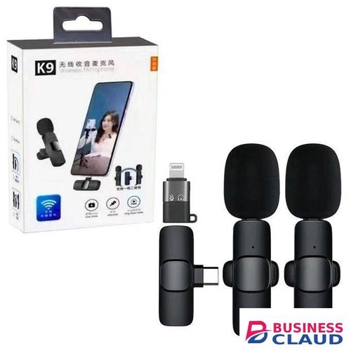 K9 Wireless Lavalier Microphone – Stereo Clip-On Mic for iPhone (Type A) & Android (Type C) for Vlogging, Live Streaming & Interviews
