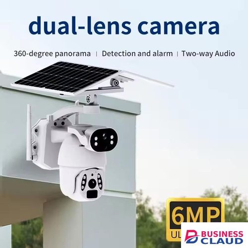 Ptz 6MP Dual Lens 4G Solar Powered Wireless Camera -( 100% Wire-Free, Battery Powered, Pan Tilt, 6MP Ultra HD, Color Night Vision, PIR Motion Detection, 2-Way Talk)