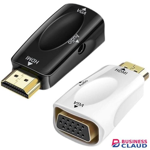 HDMI To VGA Adapter With 3.5mm Audio – Full HD 1080p Video Converter For Monitor, Projector, Or TV - White