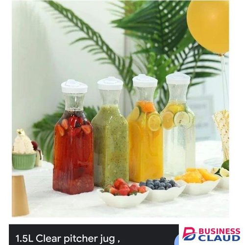 Carafes for Mimosa Bar, Drink Pitcher with Lid, Water Bottle, Milk Container, Clear Beverage Containers for Fridge, Pantry Storage, Square Pitchers(2pcs Set)