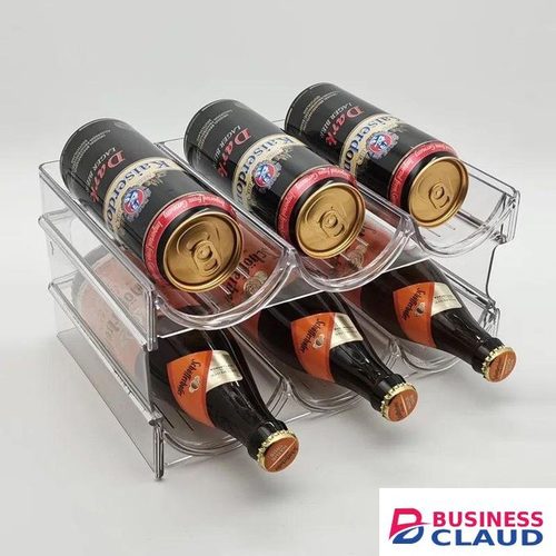 Triple Stackable Wine Bottle Rack Glass Holder PET Organizer for Fridge and Kitchen Counter Space Saving Storage