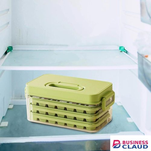 Ice Cube Trays with Lids, Scoop & Ice Bucket 28/84 Pcs Portable Silicone Ice Cube Mold with Easy Pop Out Reusable Freezer Ice Box for Fridge (Green, 3 Layer(84 pcs))