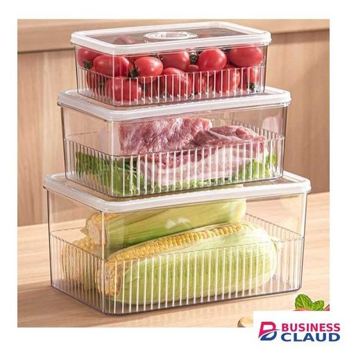Set Of 3 Acrylic Transparent Fridge Organisers
