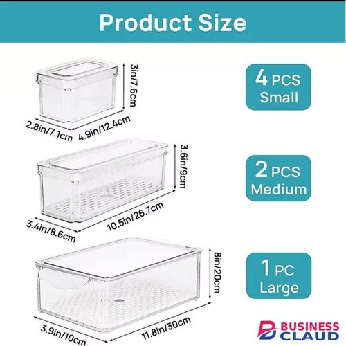 7pc BPA-Free Stackable Acrylic Fridge Organizer transparent