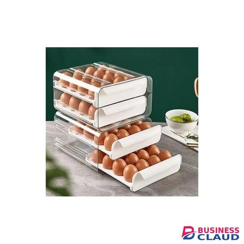 Egg Tray Holder Double-Layer Fridge Drawer Storage 32 Grid