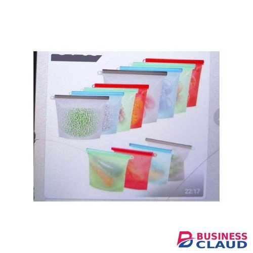 4 Reusable Silicon Ziplock Fridge Bags, Lock Tight