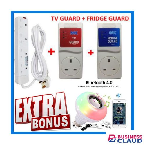Power King 4 Way Extension + TV GUARD + FRIDGE GUARD+ Bulb