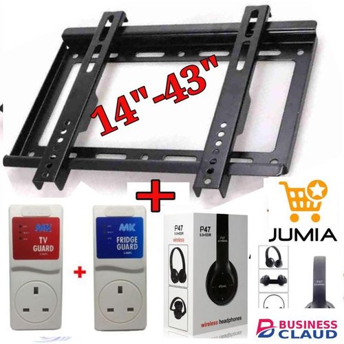 14,22 24, 32,39,4o,42-43 Inch TV Wall Mounting Bracket +TV Guard+Fridge Guard+P47 Wireless Headphones