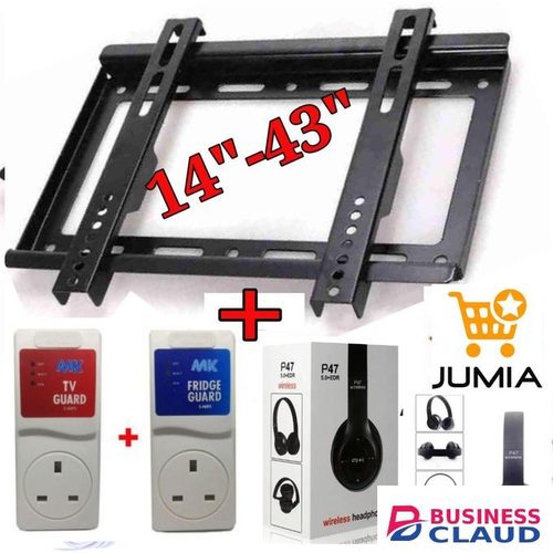 14,22,24,32,39,40,42-43 Inch TV Wall Mounting Bracket +TV Guard+Fridge Guard+P47 Wireless Headphones