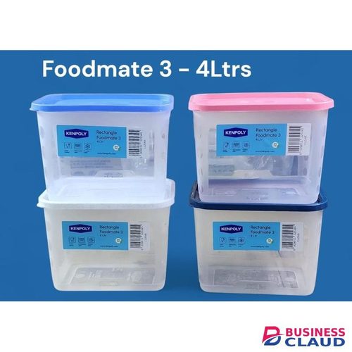 4PCS BPA FREE Plastic Food Storage Jars Containers Rectangular Shape Transparent Fridge Storage -4L Each