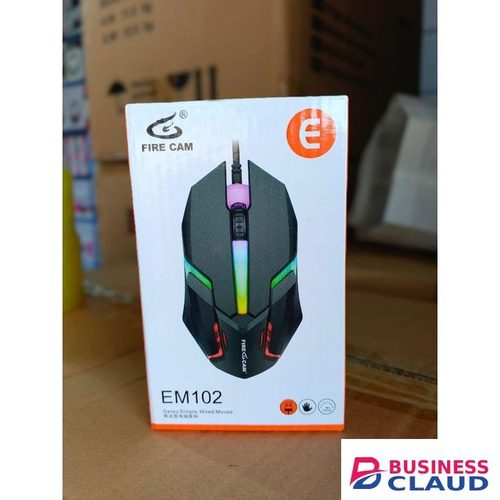 Fire Cam EM102 Wired Gaming Mouse with High Precision Sensor Ergonomic Design RGB Lighting Adjustable DPI for PC Laptop Gamers Competitive Gaming Comfort and Accuracy