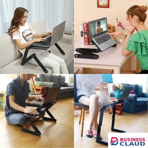 Adjustable Laptop Stand With Mouse Pad And Fan - Durable, Flexible & Comfortable Workspace Solution