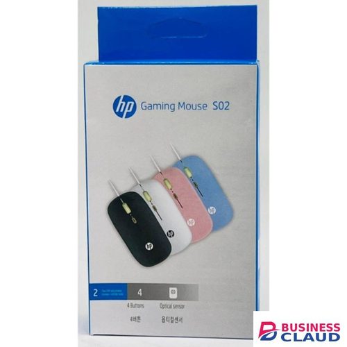HP Wired Gaming Mouse S02 for pc and laptop, 4 buttons Mouse 1000 and 1600 DPI, high end optical engine