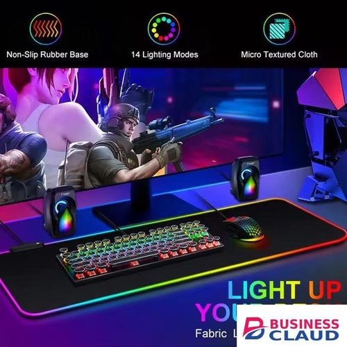 RGB led Luminous Laptop Computer Gaming Large Mouse Pad anti slip rubber Black 80 30 2cm