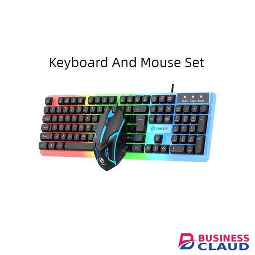 Keyboard And Mouse Set Wired 104 Keys Gaming RGB Light For Windows PC Laptop