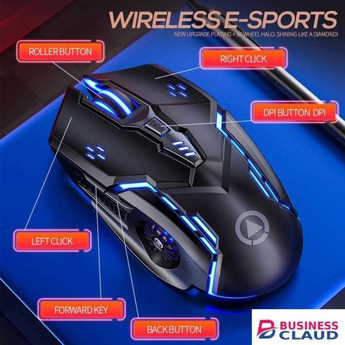 Gaming Mouse Wireless,Ergonomic Gamer Laptop PC USB Optical Computer Mouse with RGB Backlit,4 Adjustable DPI Up to 3200,6 Programmable Buttons for Windows