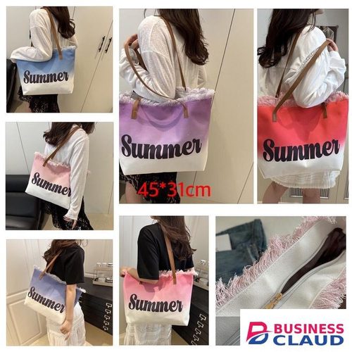 Durable Canvas large capacity summer vibes beach/laptop handbag tote/shopping ladies hand bag