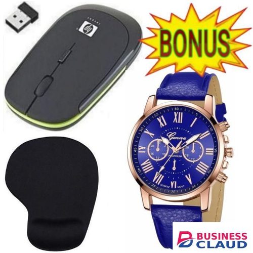 HP Lightweight Slim Wireless Optical Mouse for Laptop, Computer and BONUS Mouse Pad Watch