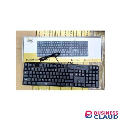 SHK Black Antelope Wired Computer Keyboard – Ergonomic Full-Size Keyboard, USB Connection, Durable Keys, Comfortable Typing for PC & Laptop