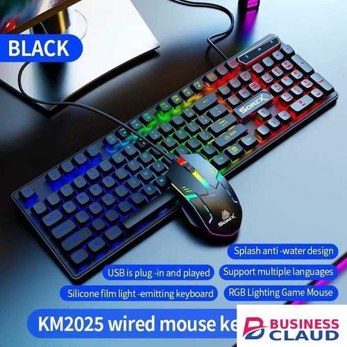 KM2025 104-Key Wired Rainbow Gaming Keyboard Universal Waterproof Backlight for Laptop/ PC