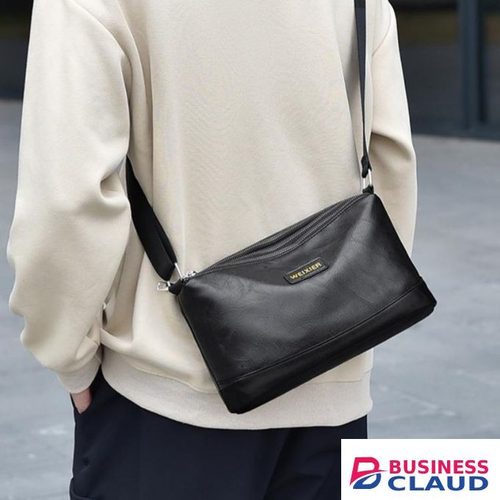 Men's casual messenger bag, simple and lightweight business travel shoulder bag, fashionable men's shoulder bag - Black