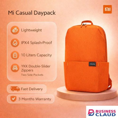 XIAOMI Mi Casual Daypack Orange lightweight, compact, IPX4 splash-proof backpack, 10 liters capacity, high-quality YKK double-slider zippers, two side pockets