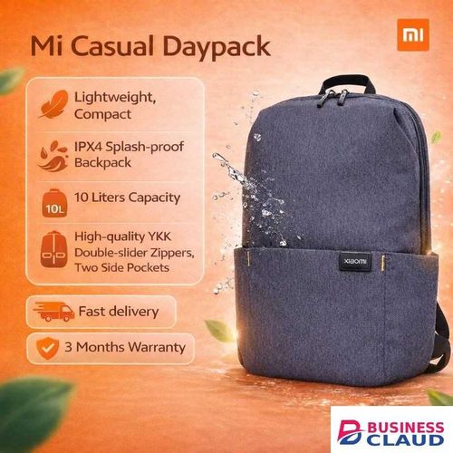 XIAOMI Mi Casual Daypack Black, lightweight, compact, IPX4 splash-proof backpack, 10 liters capacity, high-quality YKK double-slider zippers, two side pockets