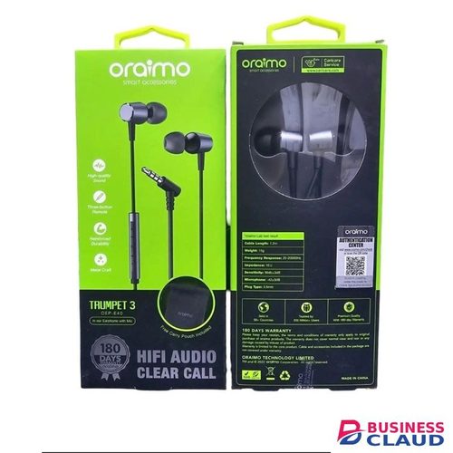 Oraimo Trumpet 3 Wired Earphones In-Ear Headphones with Mic HiFi Audio Clear Call 3.5mm Plug Durable Cable Noise Isolating Earbuds for Phones Tablets and Laptops