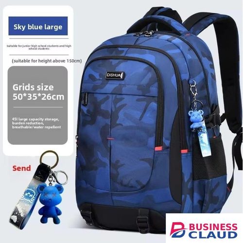 DISHUAI Large Capacity Waterproof School Backpack – Durable Fashionable Student Bag-SKY BLUE