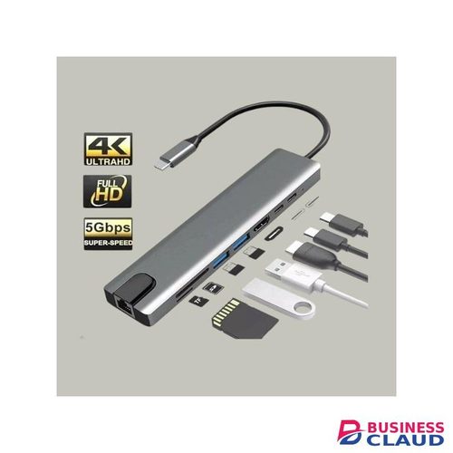 Sleek and Durable Design 8 In 1 USB Type C Hub 4K USB C Hub To RJ45 Ethernet Port