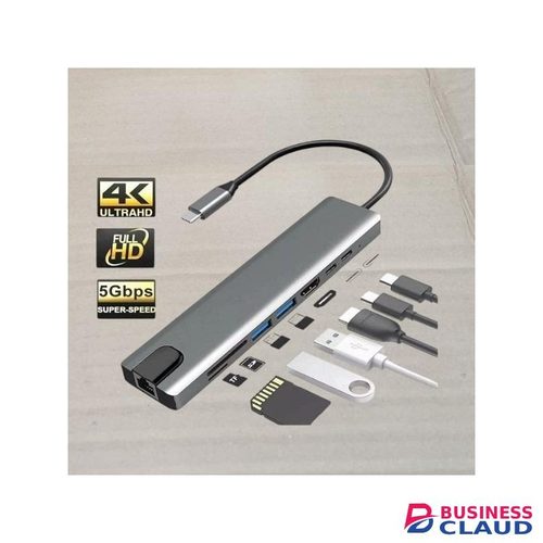 Heat-resistant, Sleek And Durable 8 In 1 USB Type C Hub 4K USB C Hub To RJ45 Ethernet Port