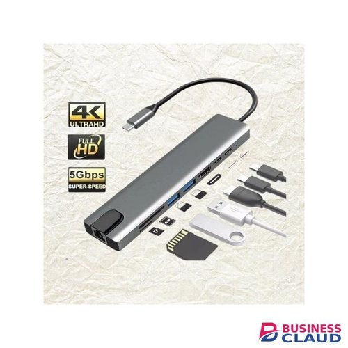 High-Speed Durable Braided Cable 8 In 1 USB Type C Hub 4K USB C Hub To RJ45 Ethernet Port