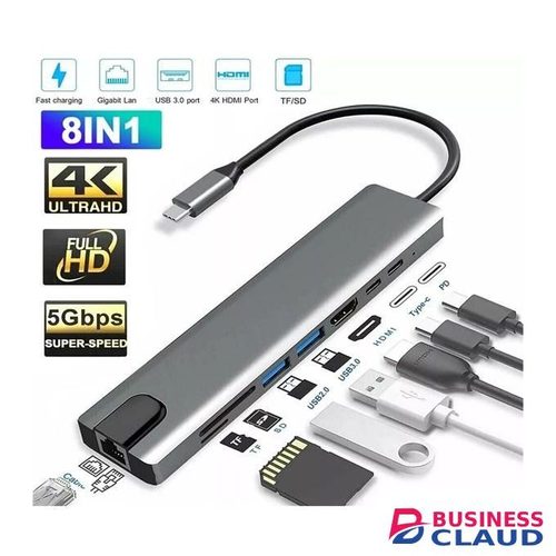 Sleek And Durable 8 In 1 USB Type C Hub 4K USB C Hub To RJ45 Ethernet Port