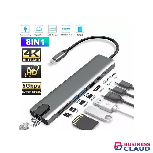 Durable Construction 8 In 1 USB Type C Hub 4K USB C Hub To RJ45 Ethernet Port