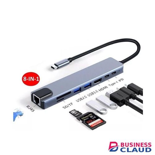 Durable and premium design 8 In 1 USB Type C Hub 4K USB C Hub To RJ45 Ethernet Port