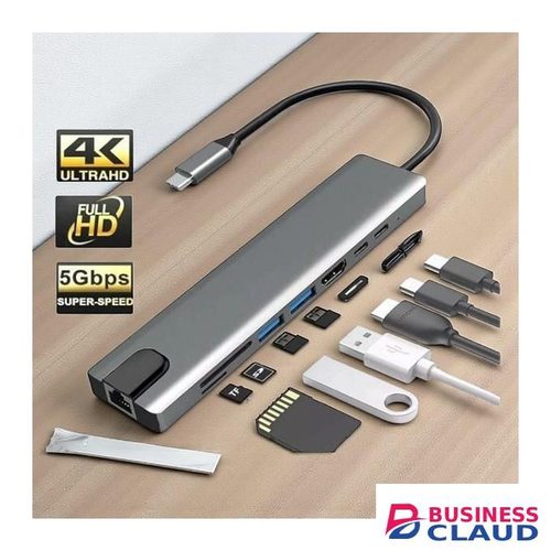 Durable & Safe Design stable performance 8 In 1 USB Type C Hub 4K USB C Hub To RJ45 Ethernet Port