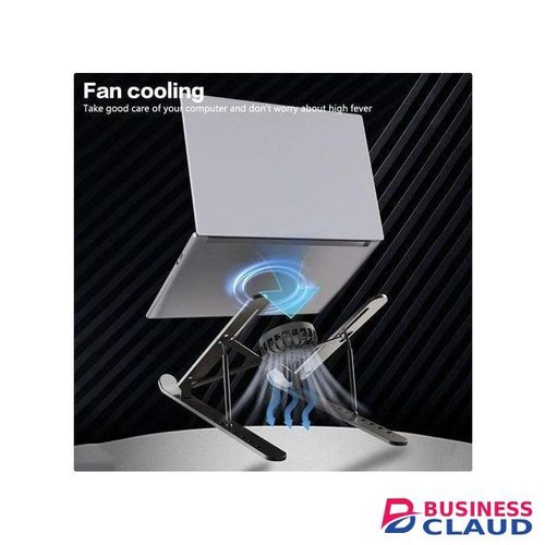 Aluminum Alloy Foldable Laptop Cooler Fan Stand Low Noise Laptop Stand Computer Stand- Black