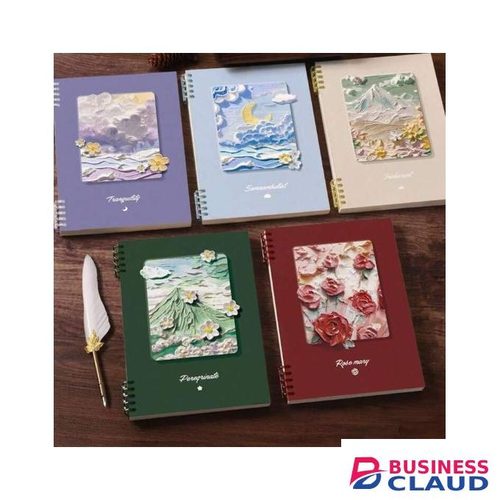 5 loose-A5 thick loose-leaf student notebook, oil painting landscape pattern diary, DIY notebook with removable inner pages