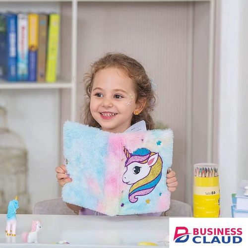 Fluffy A5 Notebook with Padlock and Pen – Suitable for Kids and Adults