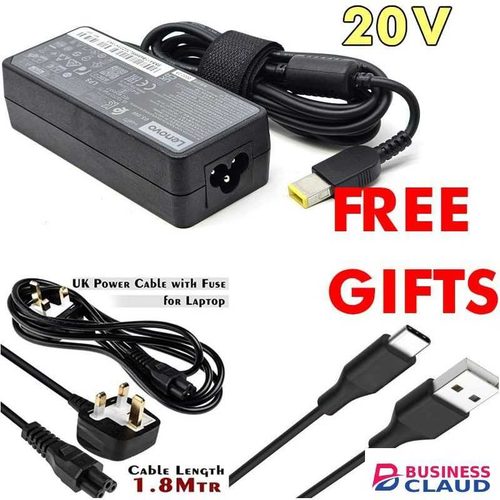 Lenovo PowerCombo™ Slim Yellow Tip Charger + Free Type-C Cable + Power Cable